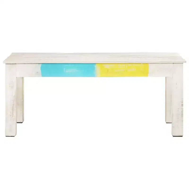 Tavolino da caffè in legno massello di mango – Finitura rustica sbiancata 110x60x45 cm