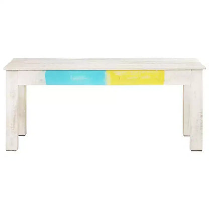 Tavolino da caffè in legno massello di mango – Finitura rustica sbiancata 110x60x45 cm