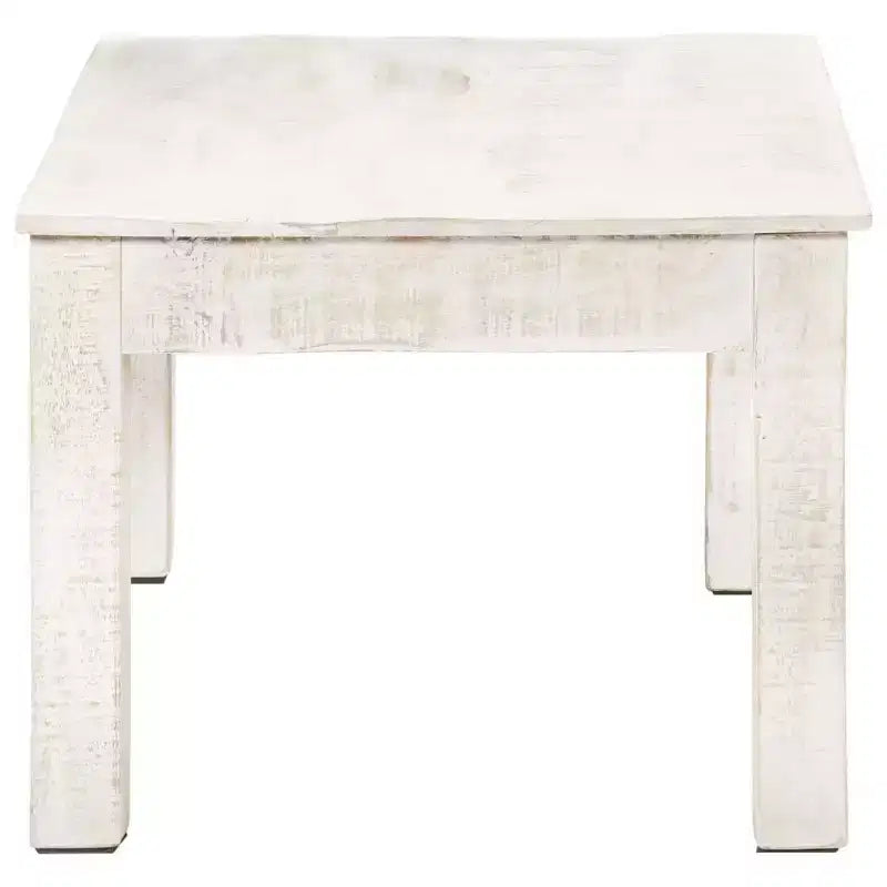 Tavolino da caffè in legno massello di mango – Finitura rustica sbiancata 110x60x45 cm