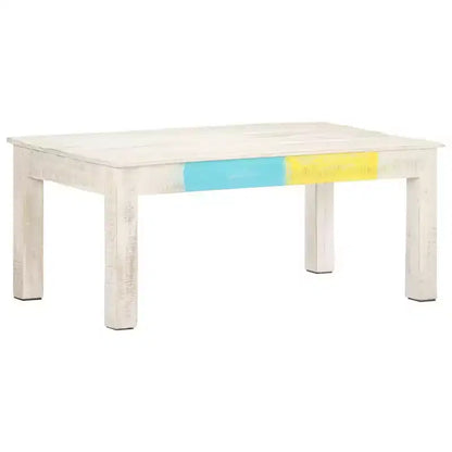 Tavolino da caffè in legno massello di mango – Finitura rustica sbiancata 110x60x45 cm