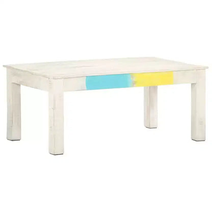 Tavolino da caffè in legno massello di mango – Finitura rustica sbiancata 110x60x45 cm