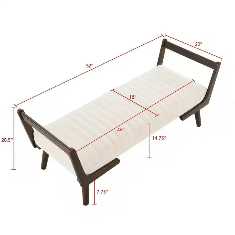 Panca contenitore imbottita in ecopelle con trapuntatura a canale in stile metà secolo, 132 cm, gambe in noce