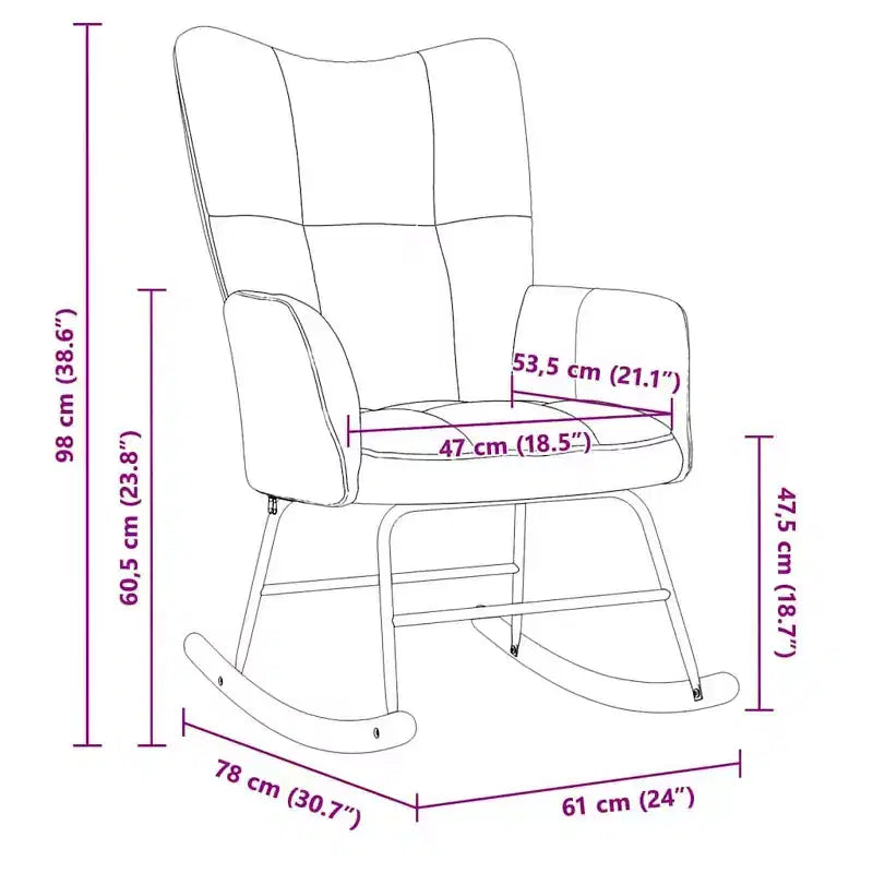 Sedia a dondolo in velluto Accent con seduta imbottita – Grigio chiaro