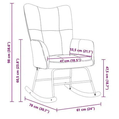 Sedia a dondolo in velluto Accent con seduta imbottita – Grigio chiaro