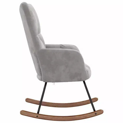 Sedia a dondolo in velluto Accent con seduta imbottita – Grigio chiaro