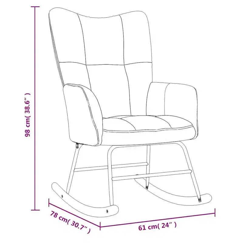 Sedia a dondolo in velluto Accent con seduta imbottita – Grigio chiaro
