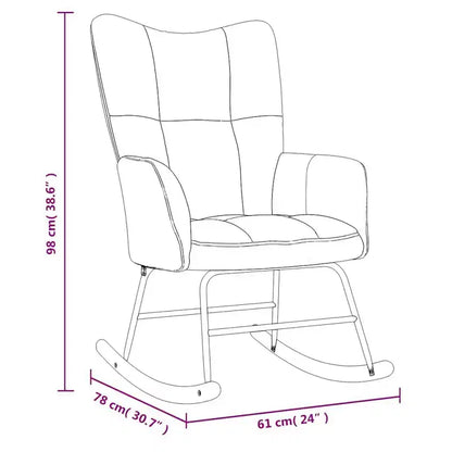 Sedia a dondolo in velluto Accent con seduta imbottita – Grigio chiaro