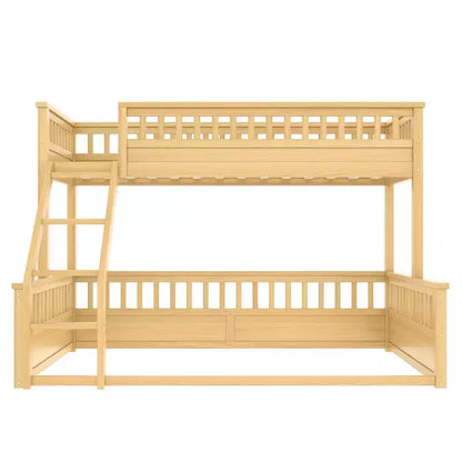 Letto a castello Twin XL / Full XL su Queen con scaletta, sponde di protezione e design separabile