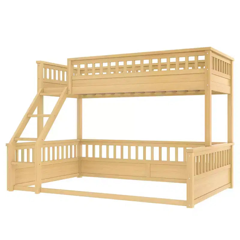 Letto a castello Twin XL / Full XL su Queen con scaletta, sponde di protezione e design separabile