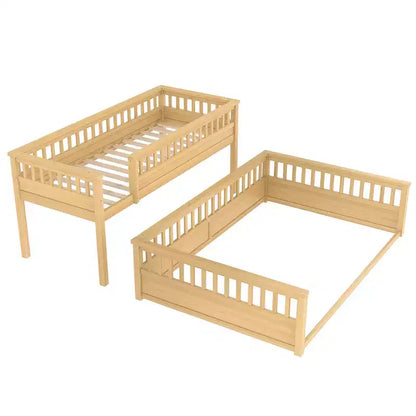 Letto a castello Twin XL / Full XL su Queen con scaletta, sponde di protezione e design separabile