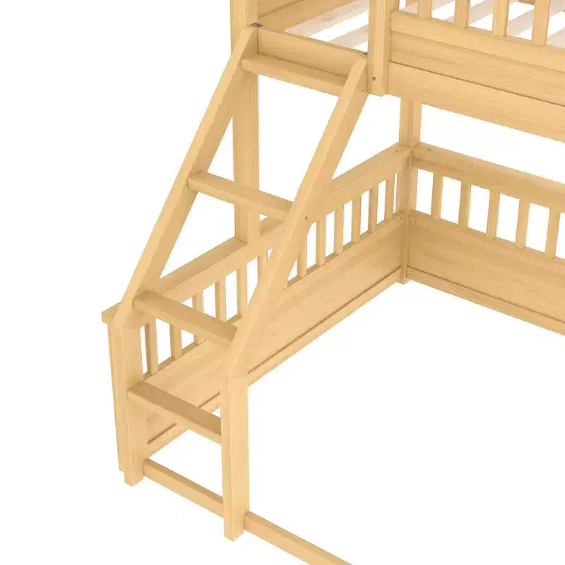 Letto a castello Twin XL / Full XL su Queen con scaletta, sponde di protezione e design separabile