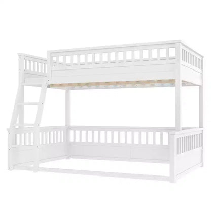 Letto a castello Twin XL / Full XL su Queen con scaletta, sponde di protezione e design separabile