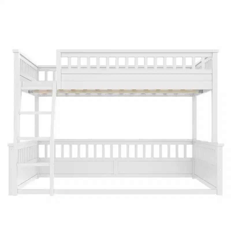 Letto a castello Twin XL / Full XL su Queen con scaletta, sponde di protezione e design separabile