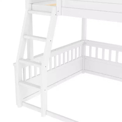 Letto a castello Twin XL / Full XL su Queen con scaletta, sponde di protezione e design separabile