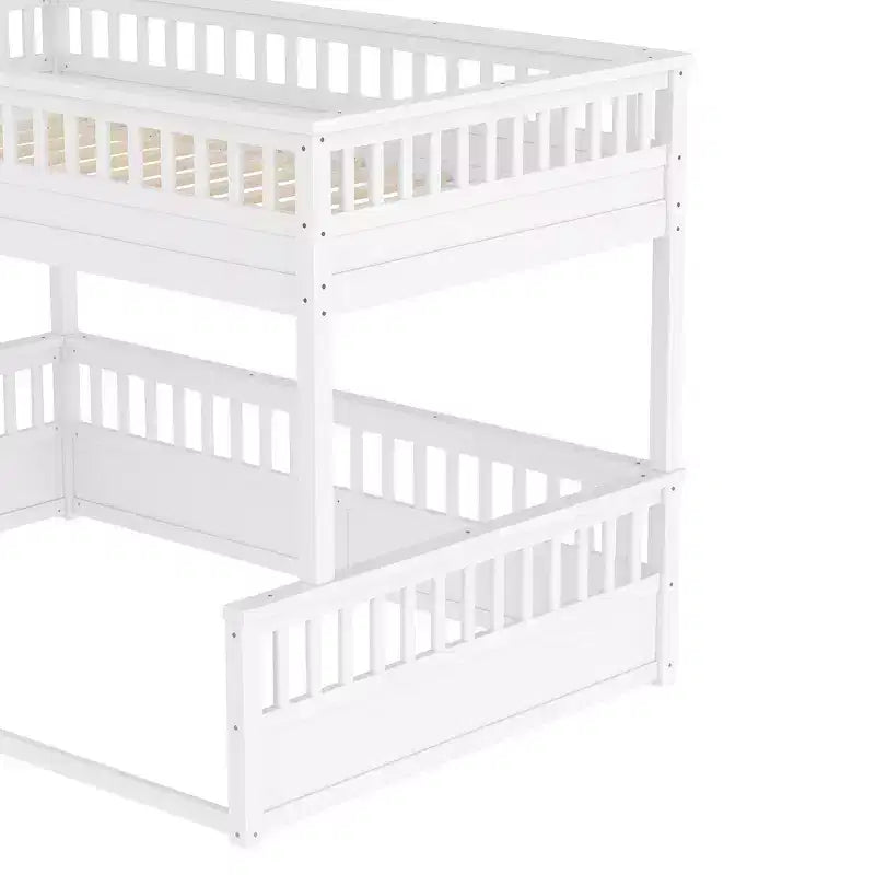 Letto a castello Twin XL / Full XL su Queen con scaletta, sponde di protezione e design separabile
