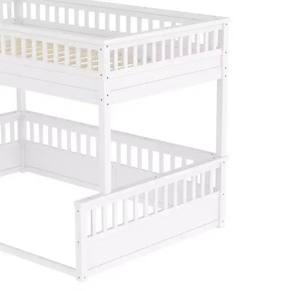 Letto a castello Twin XL / Full XL su Queen con scaletta, sponde di protezione e design separabile
