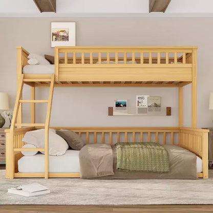 Letto a castello Twin XL / Full XL su Queen con scaletta, sponde di protezione e design separabile