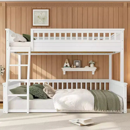 Twin XL/Full XL over Queen Bunk Bed with Ladder and Guardrails - ModernLuxe