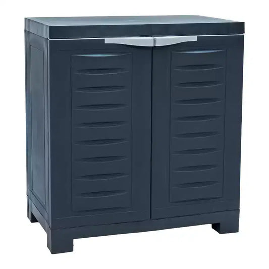 HomeRoots 26 Dark Gray Heavy Duty Plastic Two Door Utility Cabinet