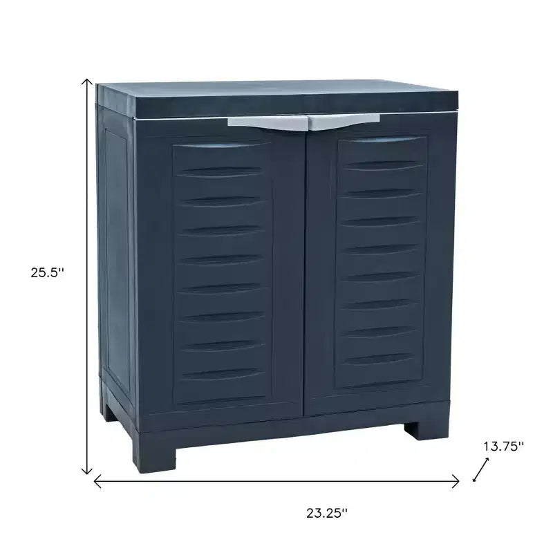 Mobile di servizio a due ante in plastica grigio scuro resistente da 66 cm con ripiano regolabile