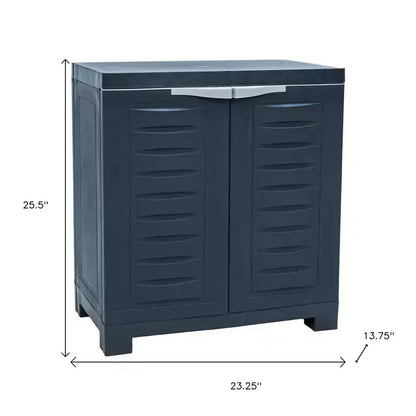 Mobile di servizio a due ante in plastica grigio scuro resistente da 66 cm con ripiano regolabile