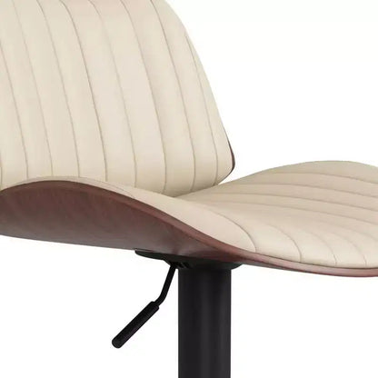 Sgabello da bar girevole regolabile – Mid-Century Modern, sollevamento idraulico, similpelle vegana color crema