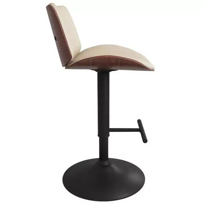 Sgabello da bar girevole regolabile – Mid-Century Modern, sollevamento idraulico, similpelle vegana color crema