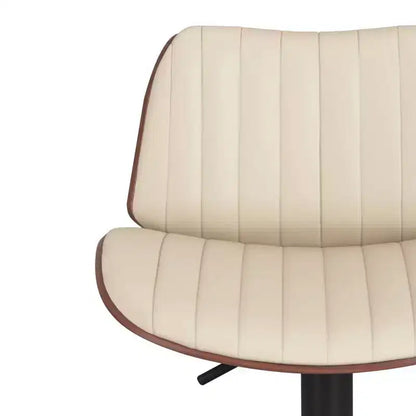 Sgabello da bar girevole regolabile – Mid-Century Modern, sollevamento idraulico, similpelle vegana color crema