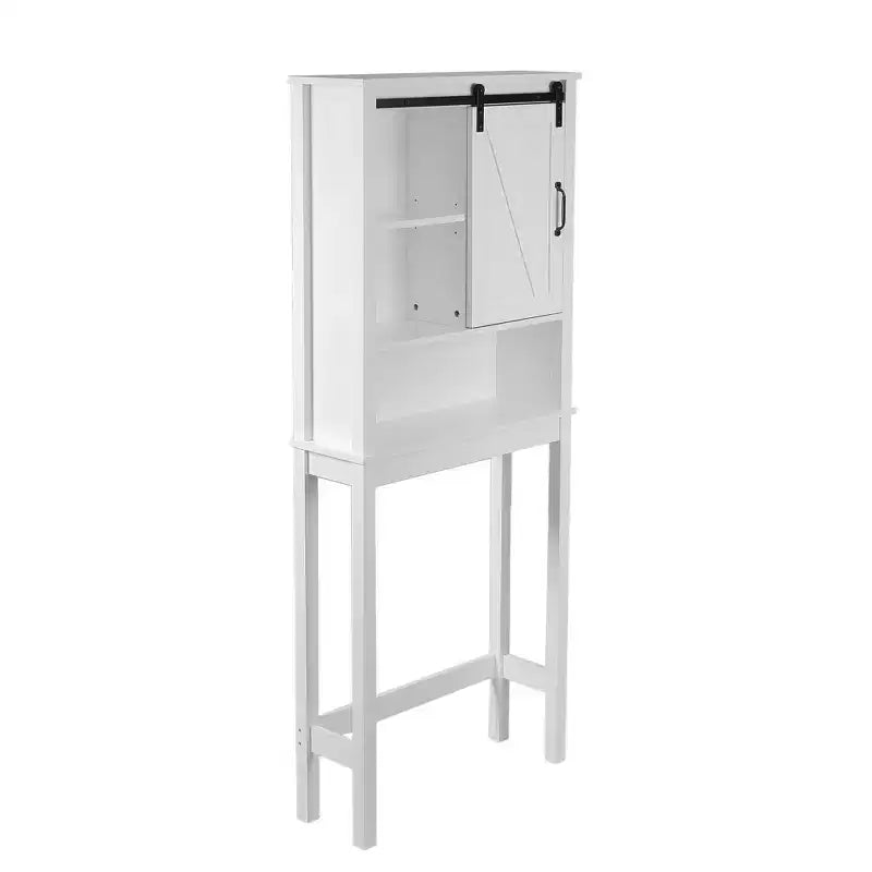 Mobiletto salvaspazio da bagno sopra il WC in stile rustico con 5 ripiani e anta scorrevole