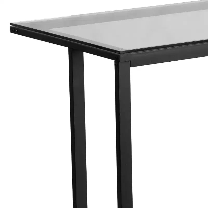 Scrivania per computer con piano in vetro e base in metallo nero – 120 cm L