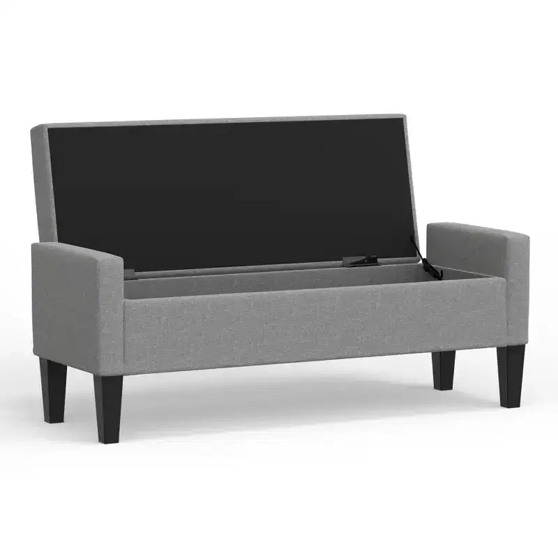 Panca contenitore imbottita da 52" con braccioli tronchi e scomparto nascosto